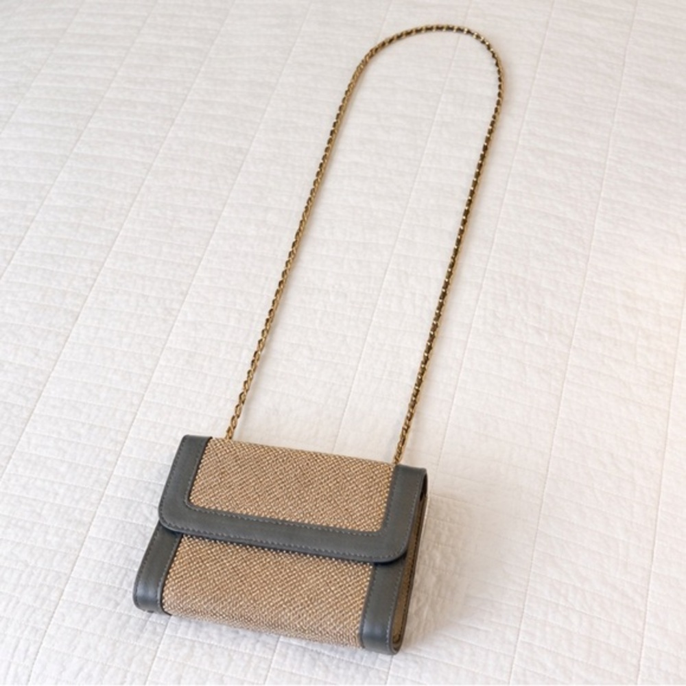 Vintage Envelope Flap Mini Bag Gold Bead Chain Strap Whiting Crossbody Olive